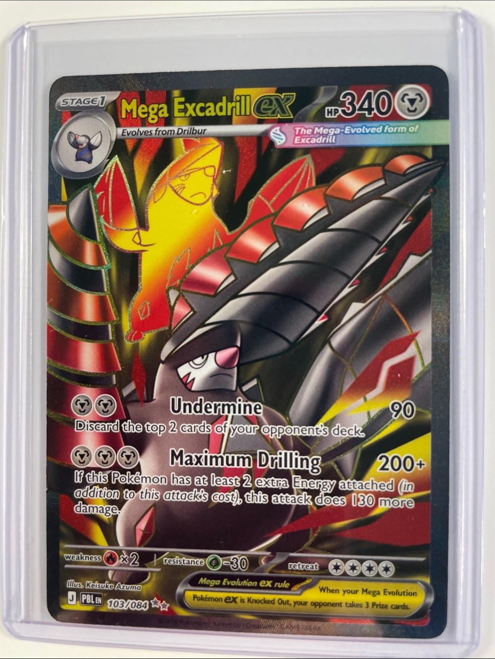 Pokemon Mega Excadrill EX Card - Black, Red & Yellow